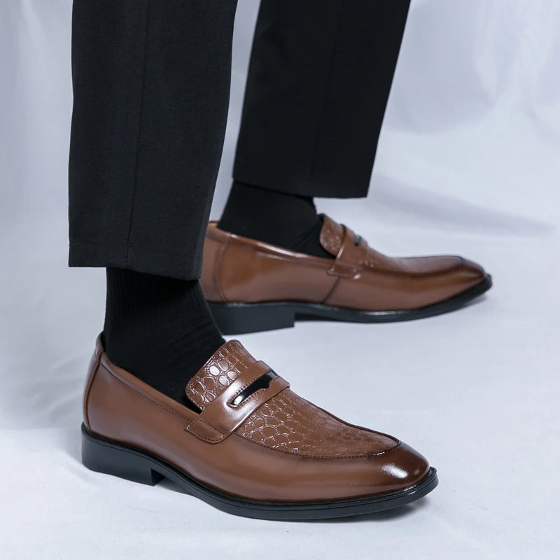 Monarch Croc Embossed Loafers