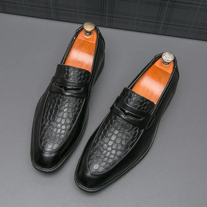 Monarch Croc Embossed Loafers