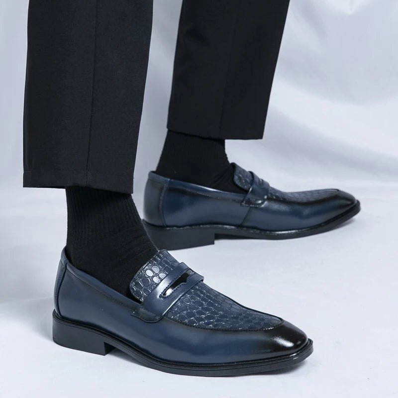Monarch Croc Embossed Loafers